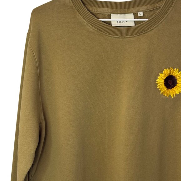 Foret brown sunflower design long sleeve crew neck sweatshirt size L - Picture 6 of 10